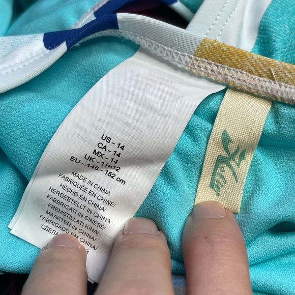 Hobie Seagreen Palm Print Side Tie Bikini Bottom NWT Girls Kids Size 14 - Picture 6 of 8